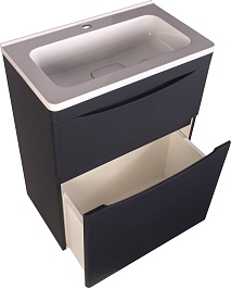 Style Line Тумба под раковину Бергамо Мини 60 черная Люкс антискрейтч Plus – фотография-3